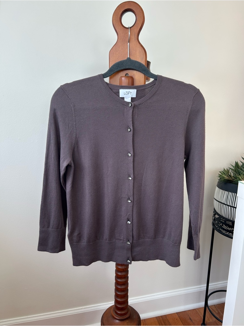 LOFT Classic Brown Button-Front Cardigan Size M